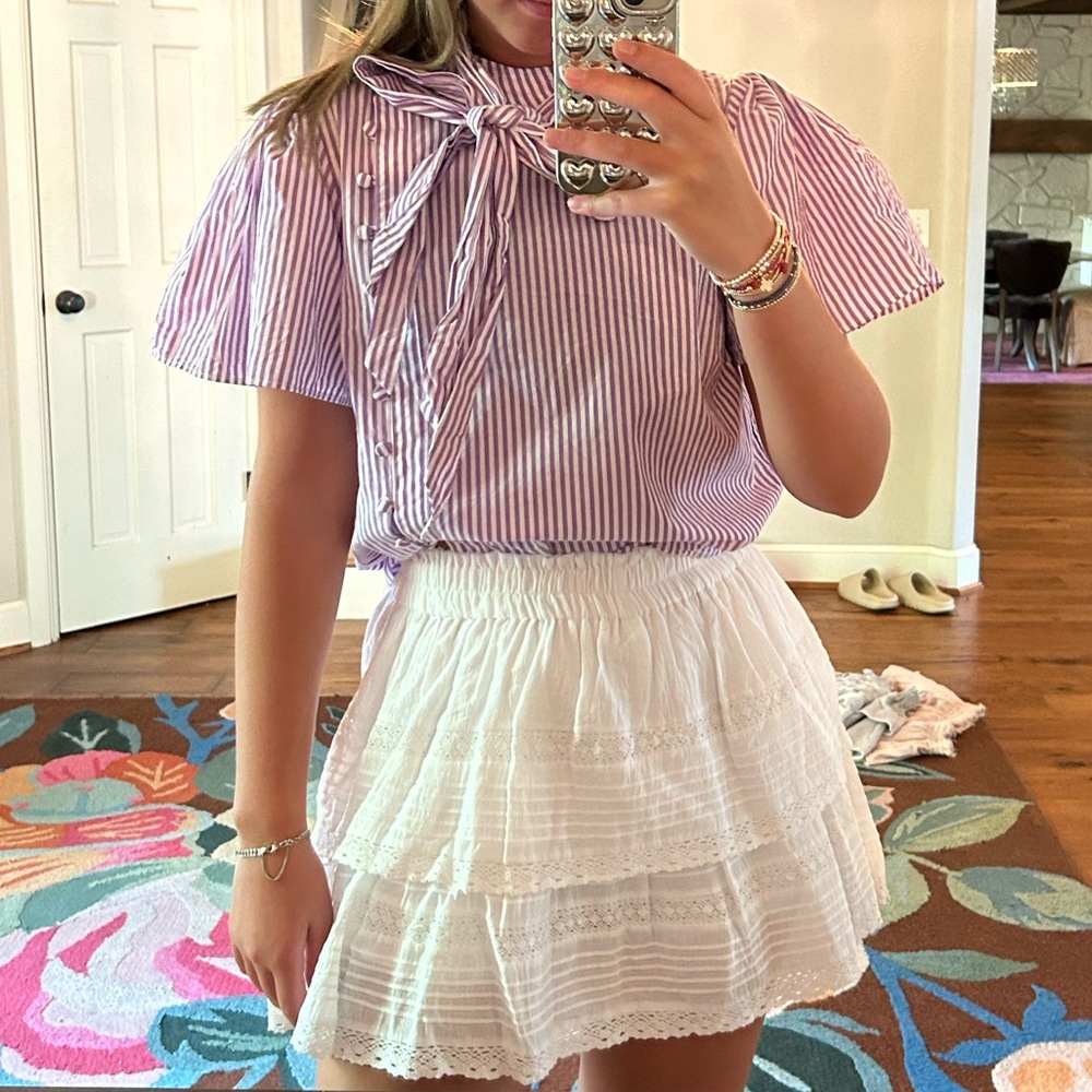 White ruffle layer mini skirt from triple threads